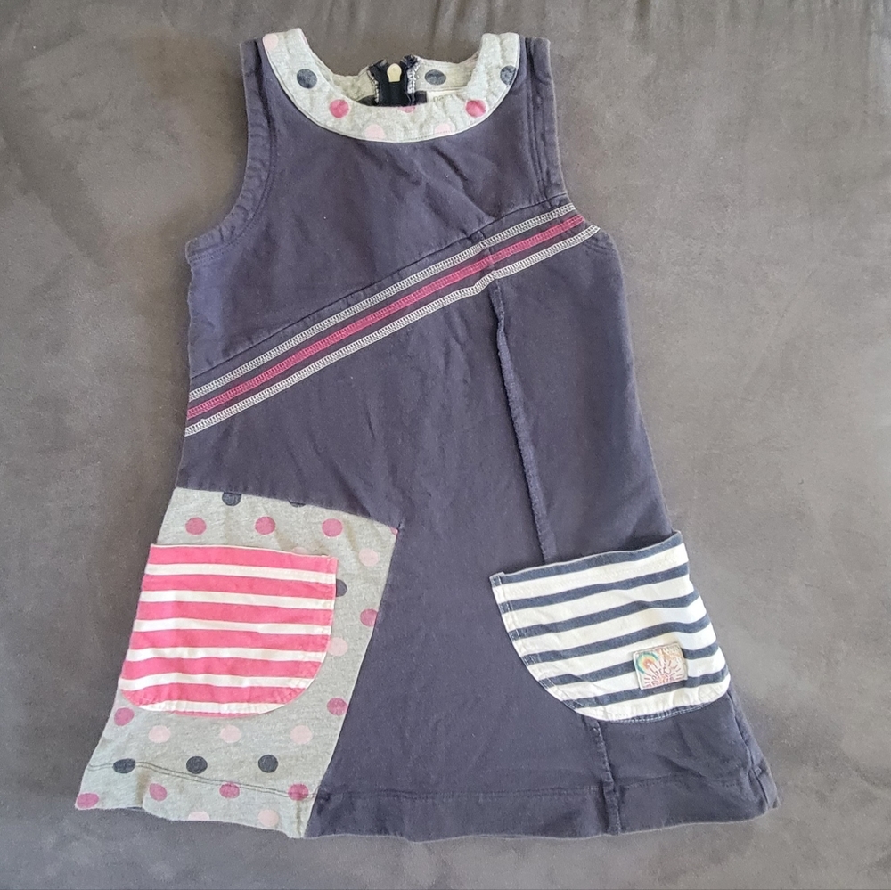 Girls 100% Cotton Naartjie Kids Size 6 Dress with Patchwork Pattern